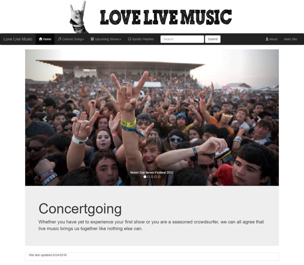 Screenshot of hobby site homepage