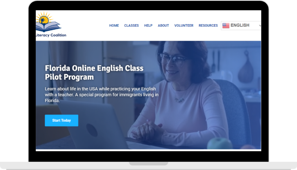 Screenshot of the Florida Online English Class Pilot Program website homepage