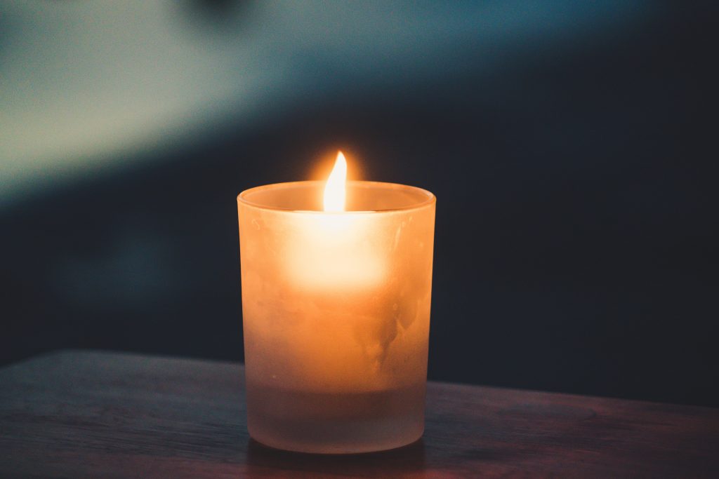 Lit candle